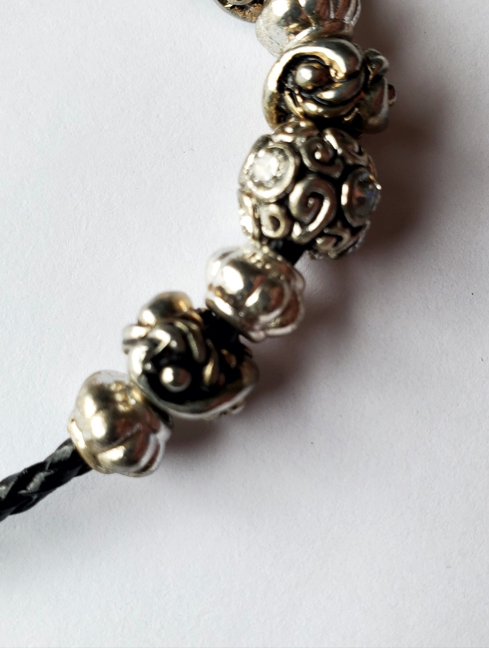 Black‎ Braided Necklace With Crystal Faux Silver Necklace Jewelry Women - Picture 10 of 11